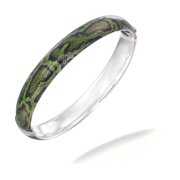 Rent to own Vir Jewels Sterling Silver Green and Black Enamel Bangle Female Adult