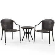 Rent to own Bowery Hill 3 Piece Wicker Patio Bistro Set in Brown