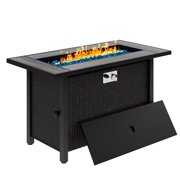 Rent to own Sobaniilo  Fire Pit 45in Propane Fire Pit with Rain Cover and Lava Rock, Outdoor Firepit Table 50000 BTU 3-in-1 Fire Table for Patio/Yard/Balcony, Rectangular, Black