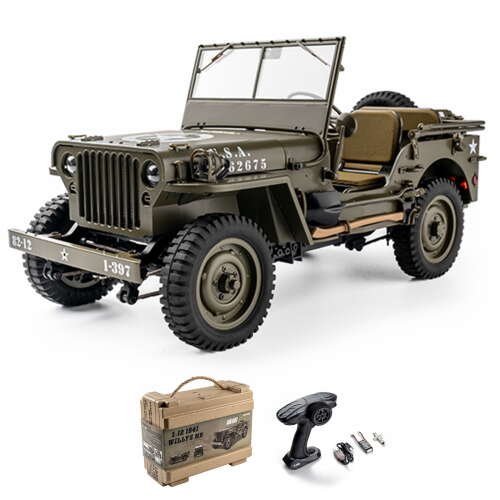 Rent to own Fms RC Truck 1/12 1941 MB Scale Willys Military Vehicle 4wd with Transmitter Battery and Charger