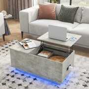 Rent to own Hommpa LED Lift Top Coffee Table with Charging Station for Living Room, Hidden Storage Rising Dining Table