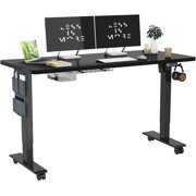 Rent to own Maidesite 55x28 inch Height Adjustable Electric Standing Desk for Home Office, Sit Stand Desk, Stand up Desk, Workstation Desk, Black Frame and Black Top