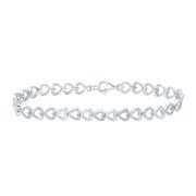 Rent to own The Diamond Deal Sterling Silver Womens Round Diamond Heart Bracelet 1/20 Cttw
