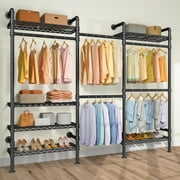 Rent to own Timate F3 Garment Rack Industrial Pipe Wall Mounted Clothing Rack Walk in Closet Systems, Black