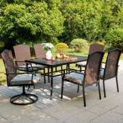 Rent to own Sophia & William 7 Pieces Patio Dining Set Metal Chairs & Umbrella Table