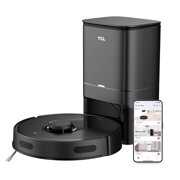 Rent to own TCL Sweeva 6500 Smart Robot Vacuum with Auto-Empty Dustbin Tower, Empties itself for up to 30 days, Perfect for Pets and Kids, App & Voice Control, For hard floors and carpets, Auto-Boost (RV6514B)