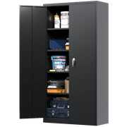 Rent to own Supeer Black Metal Storage Cabinet, 72" Locking Steel Storage Cabinet with Shelves, Tall Metal Garage Cabinet Lockable Cabinets for Home Office