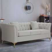 Rent to own Williamspace 83.9" Modern Flared-Armed Chesterfield Sofa, Tufted Velvet 3 Seater Beige