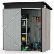 Rent to own AOXUN 5' x 3' Metal Outdoor Storage Shed Steel Utility Tool Shed Storage House with Door & Lock, Brown