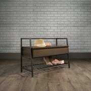 Rent to own Curiod Metal Frame Storage Bench, Smoked Oak Finish