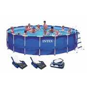 Rent to own Intex 18ft x 48in Metal Frame Above Ground Round Family Swimming Pool Set & Pump