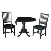 Rent to own International Concepts Dual Drop Leaf 3 Piece Dining Table Set with Mission Chairs