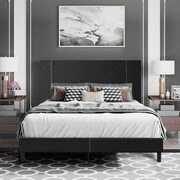 Rent to own Sesslife Black Platform Bed Frame, Full Bed Frame with Velvet Upholstered Headboard, No Box Spring Needed, Easy Assembly