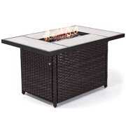 Rent to own 43 Inch Outdoor Gas Fire Pit Table 50,000 BTU Patio Propane Fire Pit Table with Resin/Rectangle Wicker Base