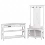 Rent to own Bush Furniture Key West Entryway Storage Set with Hall Tree, Shoe Bench and Console Table