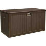 Rent to own YITAHOME XXL 230 Gallon Large Deck Box,Outdoor Storage for Patio Furniture Cushions,Garden Tools and Pool Toys with Flexible Divider,Waterproof,Lockable (Brown)