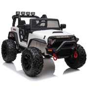 Rent to own 24V Kids Ride On Truck Car with Remote Control & 2 Seater, 400 Motor, 9 AH Battery Powered Toy Car with Spring Suspension,3 Speeds,LED Lights, Bluetooth Music for Girl Boy White