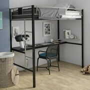 Rent to own Elm & Oak Silver Screen Twin Loft Bed With Desk