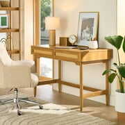 Rent to own Better Homes & Gardens Springwood Caning Desk, Light Honey Finish
