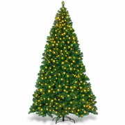 Rent to own Costway Clear Prelit 700 LED PVC Green Full Hinged Christmas Tree, 9'