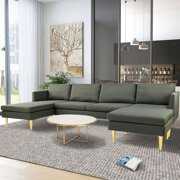 Rent to own Modstyle Sectional Sofa Couch with Chaise & Ottoman, Fabric Dark Gray