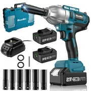 Rent to own Seesii Brushless Cordless Impact Wrench 800N.m, Power Impact Wrench 1/2'' w/ 2x 21V Batteries,Charger & 6 Sockets,3300RPM High Torque Impact Gun,WH710