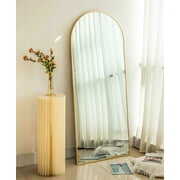 Rent to own Vlush Full Length Mirror, 65"x22" Arched Floor Mirror, Full Body Standing Mirror with Aluminum Frame (Gold)