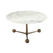 Rent to own TOV Furniture Orbital White Marble Round Cocktail Table With Antique Brass Base