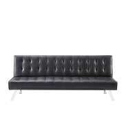 Rent to own Black PU Sofa Bed , Modern Faux Leather Couch, Convertible Folding Sofa Bed