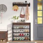 Rent to own Tribesigns  Hall Trees Shoes Rack Storage Organizer  wall mounted Coat Rack  Shoe Shelf with Drawer