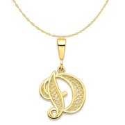 Rent to own Carat in Karats 10K Yellow Gold Filigree Initial D Pendant Charm (25mm x 16mm) With 10K Yellow Gold Lightweight Rope Chain Necklace 20''
