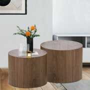 Rent to own Williamspace Round Coffee Table Set of 2, Side End Table for Living Room