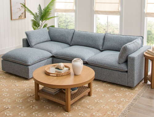 Rent to own Better Homes & Gardens Weston 107.5" Cloud Modular Sectional Sofa, Heathered Blue