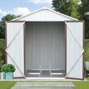 Rent to own Outdoor Shed, BTMWAY 6' x 4' Multifunctional Vertical Storage Shed, Galvanized Tool Storage Shed House with Sloping Roof, Hinged Door, Padlock, Outdoor Storage Cabinet for Patio Backyard, White