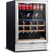 Rent to own CUSIMAX 24 Inch Dual Zone Wine Cooler Under Counter, Wine and Beverage Refrigerator, Built-in or Freestanding Wine Fridge with 37-64F Digital Temperature Control, Front Vent, Quiet Operation