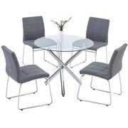 Rent to own 5 Piece Round Dining Table Set for 4,Dining Room Table Set,Kitchen Table and Chairs Set(Table + 4 Gray Chairs)