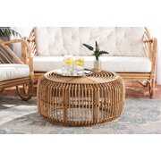 Rent to own Baxton Studio Aliane Modern Bohemian Natural Brown Antique Rattan Coffee Table