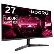 Rent to own KOORUI QHD Curved 27 Inch Monitor, Fast VA Computer Gaming Monitor(2560 * 1440P, R1800, 144Hz, 1ms, DCI-P3 85%, DP+HDMI, Game Mode, Eye Protection, Rocker Button), Narrow Bezel