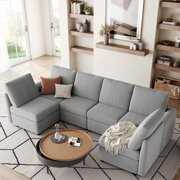 Rent to own Linsy Home Linen Modular Sectional Sofa, U Shape Sectional Sofa Couch for Living Room, Gray