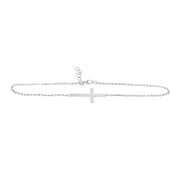 Rent to own Precious Stars 14K White Gold 7+1 Inch Sideways Cross Chain Bracelet