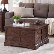 Rent to own T4TREAM Farmhouse 31.5" Square Lift Top Coffee Table with Storage Compartment, Brown