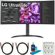 Rent to own LG 34WQ75C-B 34 inch Curved UltraWide QHD IPS PC Monitor Bundle with 2x 6FT Universal 4K HDMI 2.0 Cable, Universal Screen Cleaner and 6-Outlet Surge Adapter