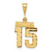 Rent to own Finest Gold 14K Small Brushed Diamond-cut Number 15 Charm