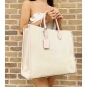 Rent to own Michael Kors Mirella Large Logo Canvas Tote Crossbody Bag Neutral Blush Pink