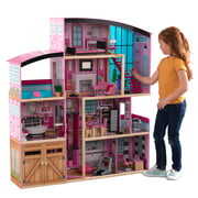 Rent to own KidKraft Shimmer Mansion Wooden Dollhouse, over 4 Feet Tall, Lights & Sounds and 30 Pieces