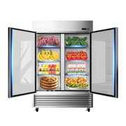 Rent to own 54"W 49 Cu.ft Commercial Refrigerator, NSF Stainless Steel Upright Reach-in, Solid Locked Door Dynamic Cooling with Lighting Temperature 33°F-41°F for Restaurant Deli Bar Shop Garage Residential