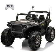 Rent to own Joyracer 24V Kids Ride on UTV Car w/ 2 Seater Remote Control, Electric Off-Road UTV w/ 2*200W Motor, 9AH Battery Powered 4-Wheeler Toy, LED Lights, Spring Suspension, 3 Speeds, Bluetooth Music Black