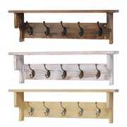 Rent to own 26in Coat Hooks Wall Mount with Shelf Rustic Wood Coat Rack with 5 Dual Metal Hooks