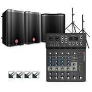 Rent to own Harbinger LV8 Mixer Package With VARI V2300 Powered Speakers, S12 Subwoofer, Stands and Cables 8" Mains