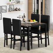 Rent to own 5 Piece Dining Set, Modern Dining Table and Chairs Set for 4, Kitchen Dining Table Set with Faux Marble Tabletop and 4 PU Leather Upholstered Chairs, for Small Space, Breakfast Nook, D8913